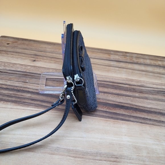 Coach Black Wristlet with Front Bow Detail And 2 Zip Compartments. Like New - Picture 7 of 7